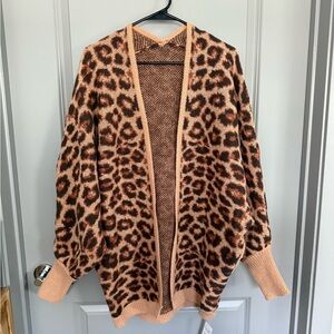 Cupshe Brown and Tan Leopard Print Cardigan Sweater